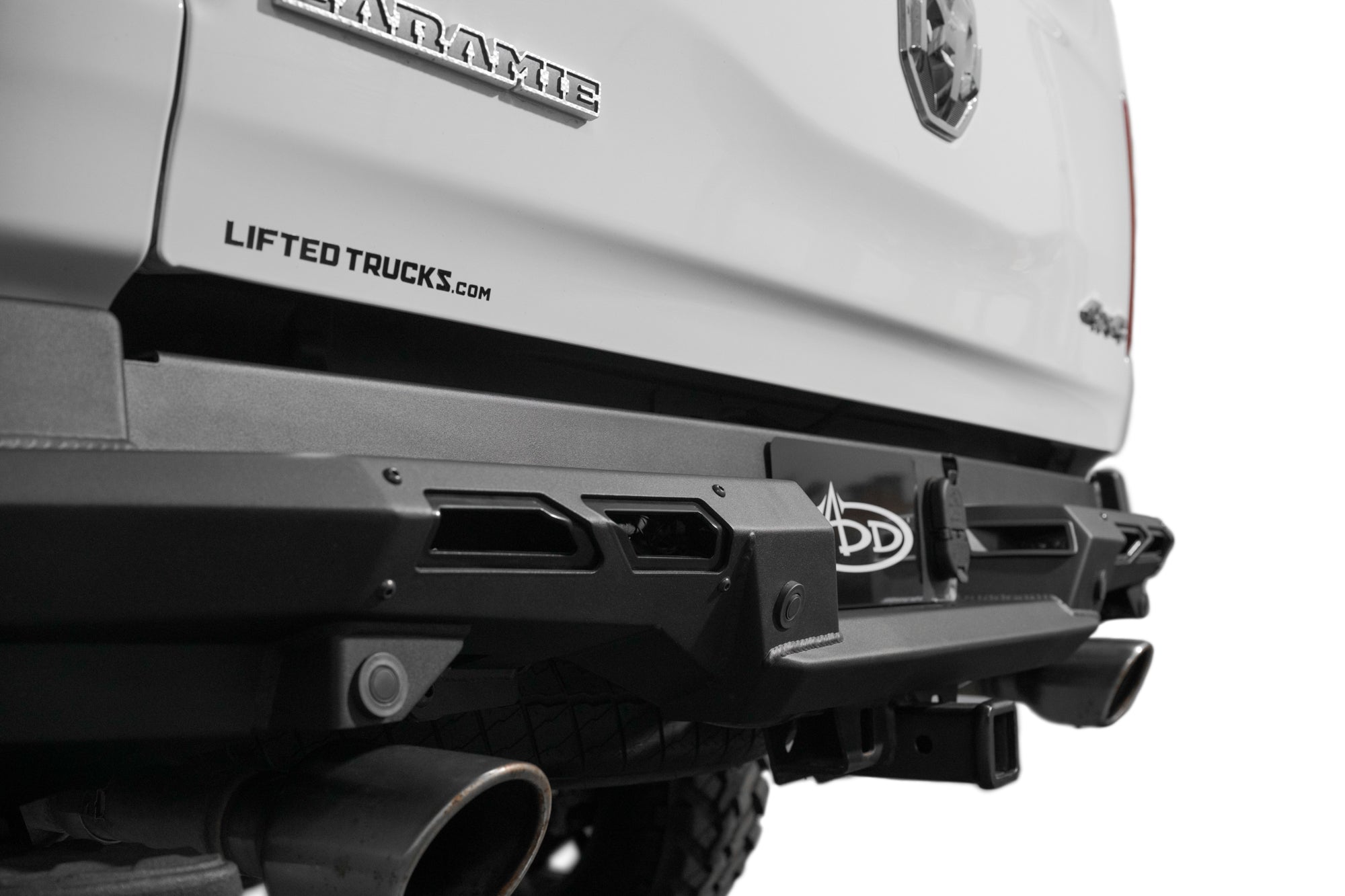 Satin Accent Panels on the Black Label Rear Bumper for the 2019-2024 RAM 1500