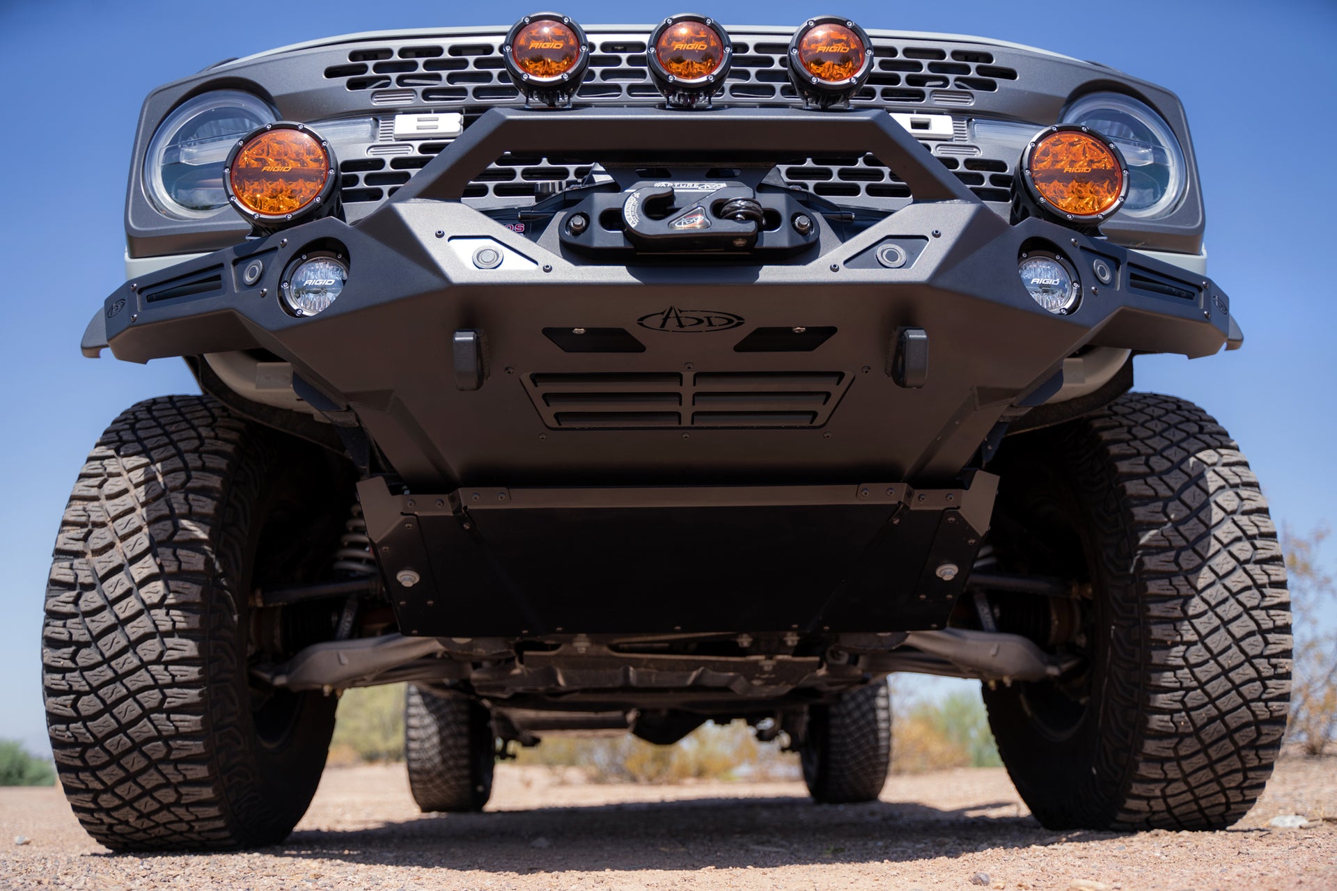 On the trail with the 2021-2023 Ford Bronco Krawler Front Bumper - Skid Plate