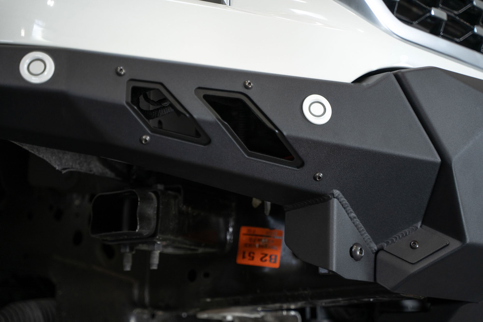 Retained sensors on the Black Label Front Bumper for the 2021-2024 Ford F-150