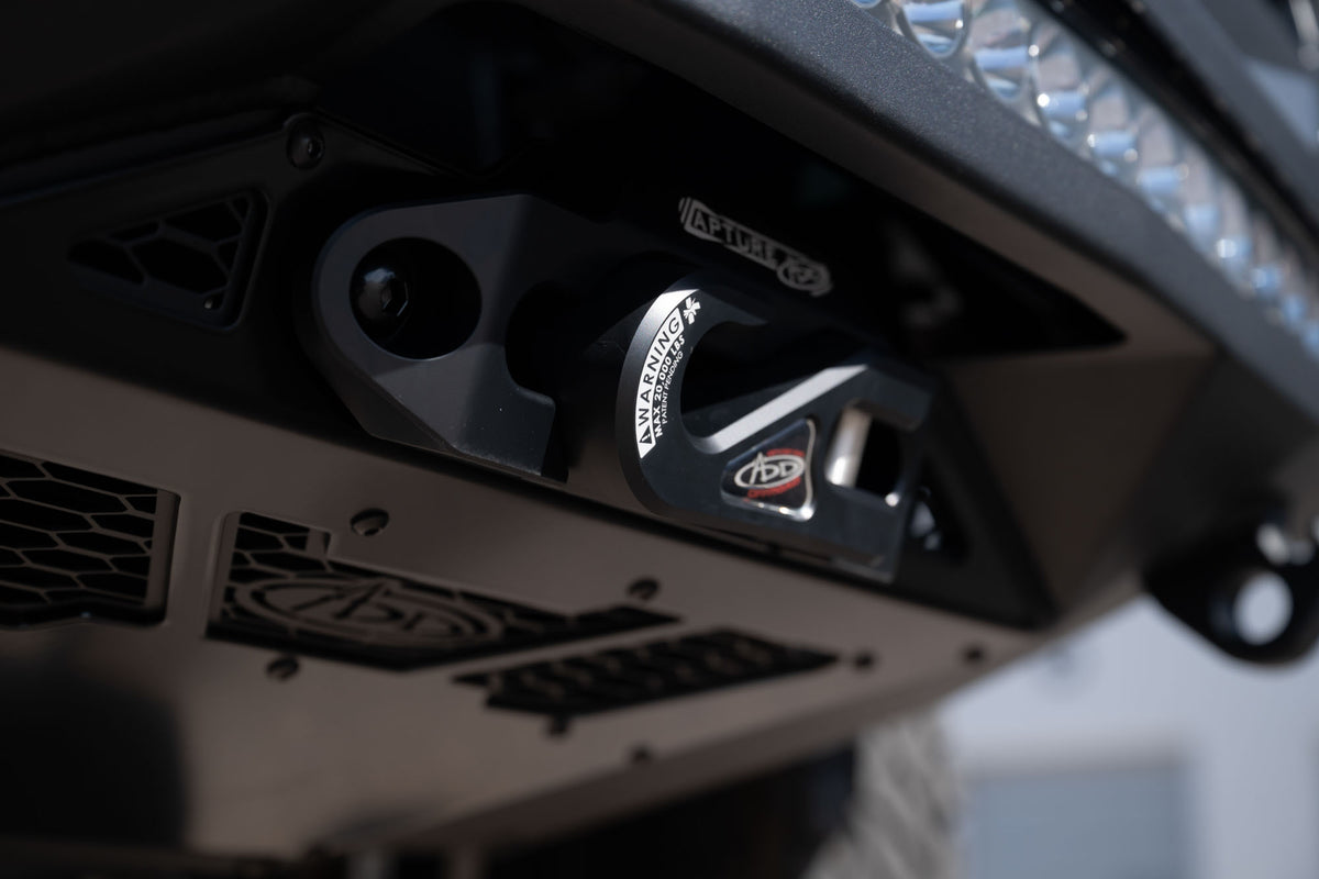 Close-up of winch fairlead on the Stealth Fighter Winch Front Bumper for the 4th Gen Toyota Tacoma