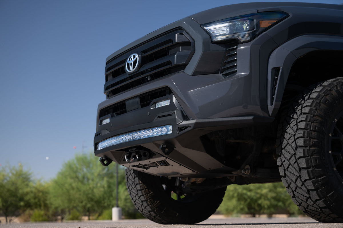 Front side angle of the Stealth Fighter Winch Front Bumper for the 4th Gen Toyota Tacoma