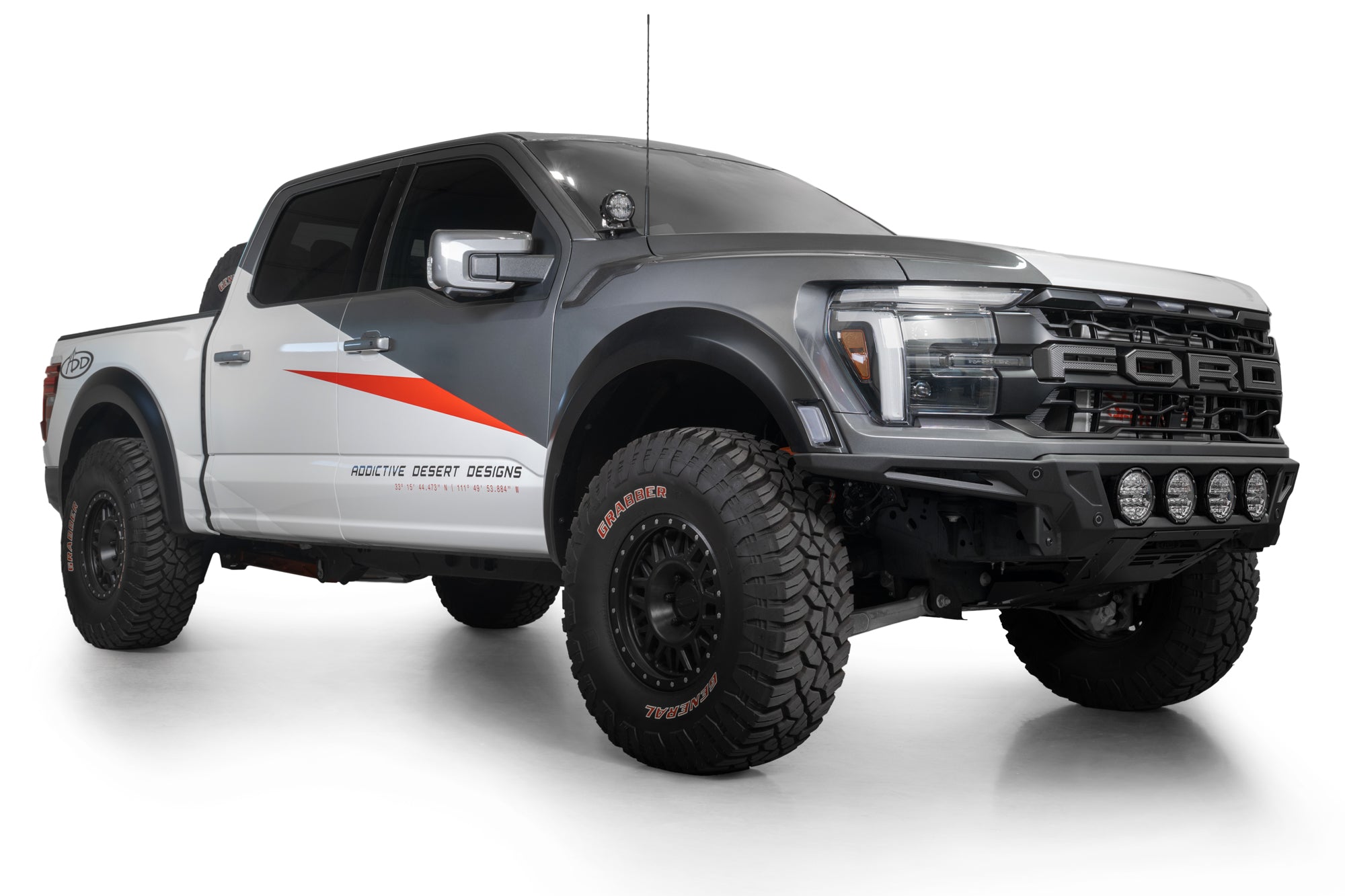 Studio Shot of ADD Edge Front Bumper for the 2021-2025 Ford F-150 Raptor