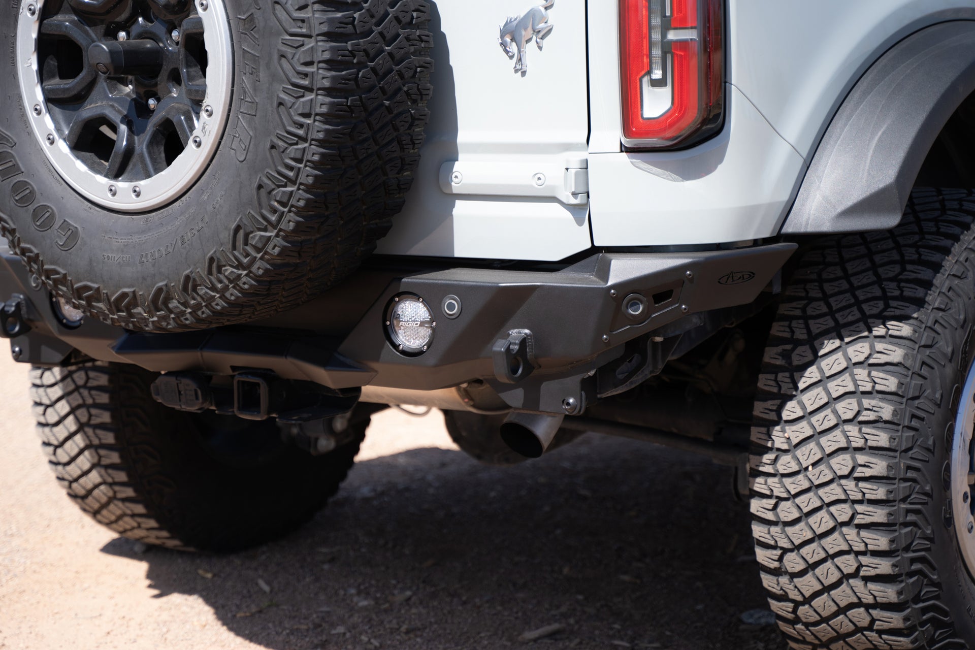 On the trail with the 2021-2023 Ford Bronco Krawler Rear Bumper - Side Lights