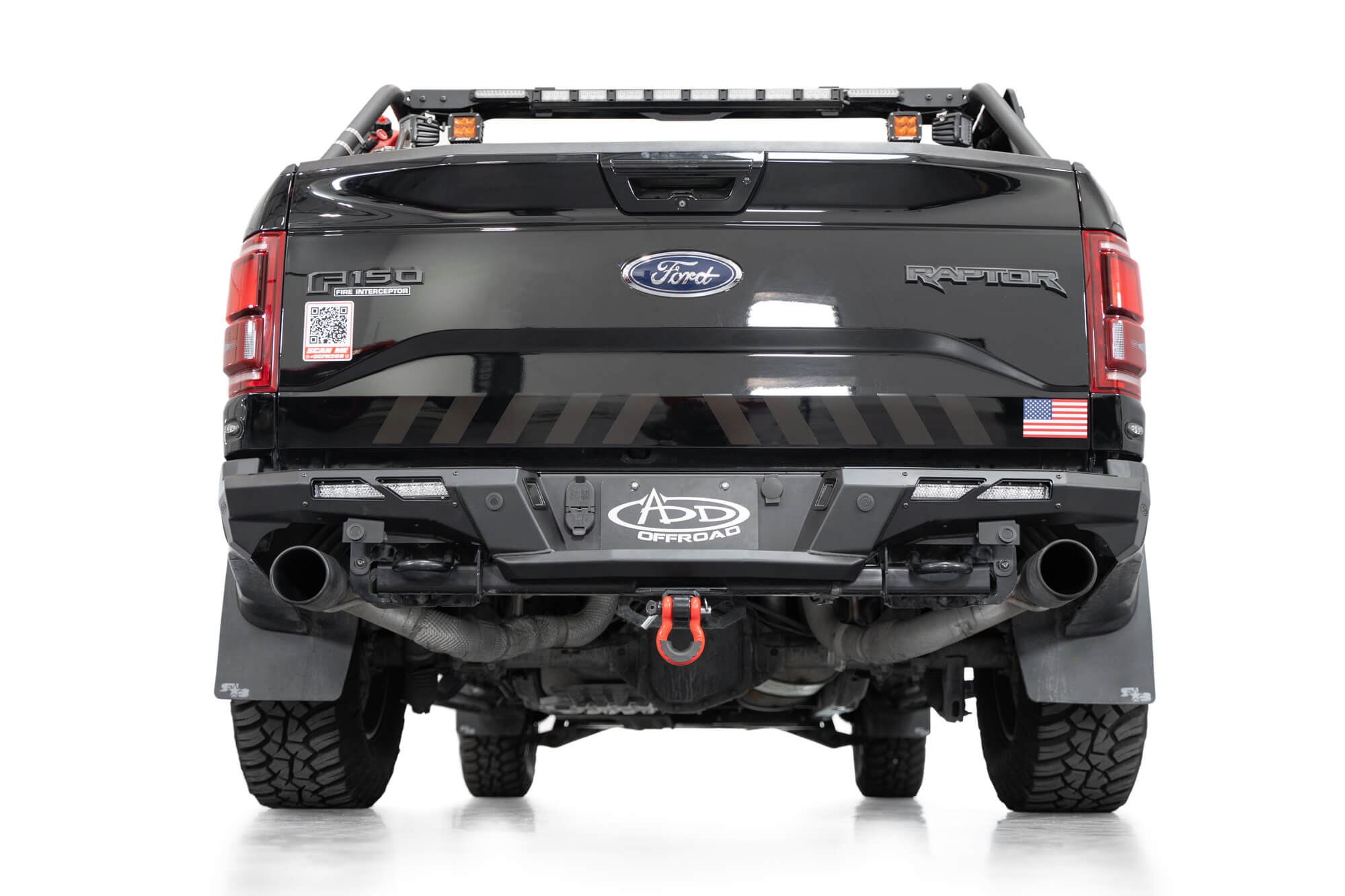 Low Rear View of the 2017-2020 Ford F-150 Raptor Phantom Rear Bumper