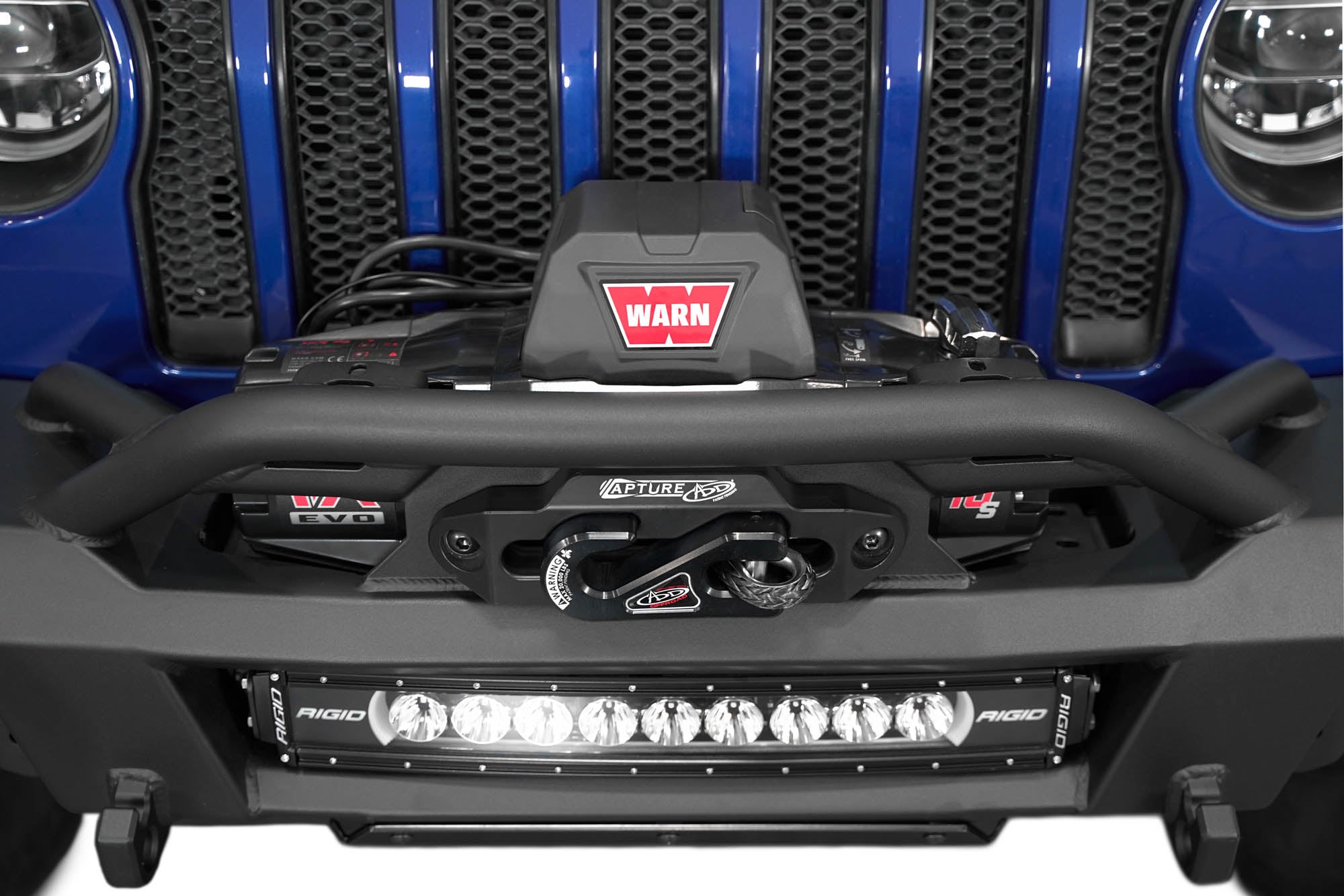 Capture Fairlead and winch on the Phantom Winch Front Bumper for the 2018-2024 Jeep JL/JT