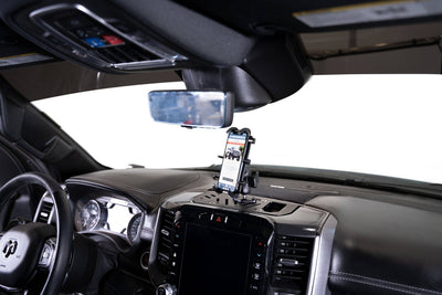 Phone mounted to the Digital Device Dash Mount for the 2019-2023 Ram 1500 & TRX