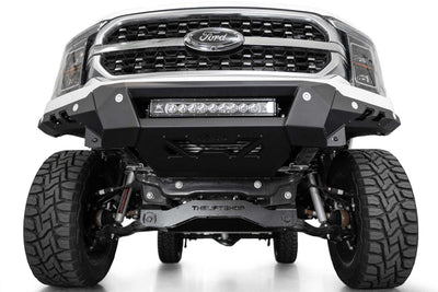 Ground level angle of Black Label Front Bumper for the 2021-2024 Ford F-150