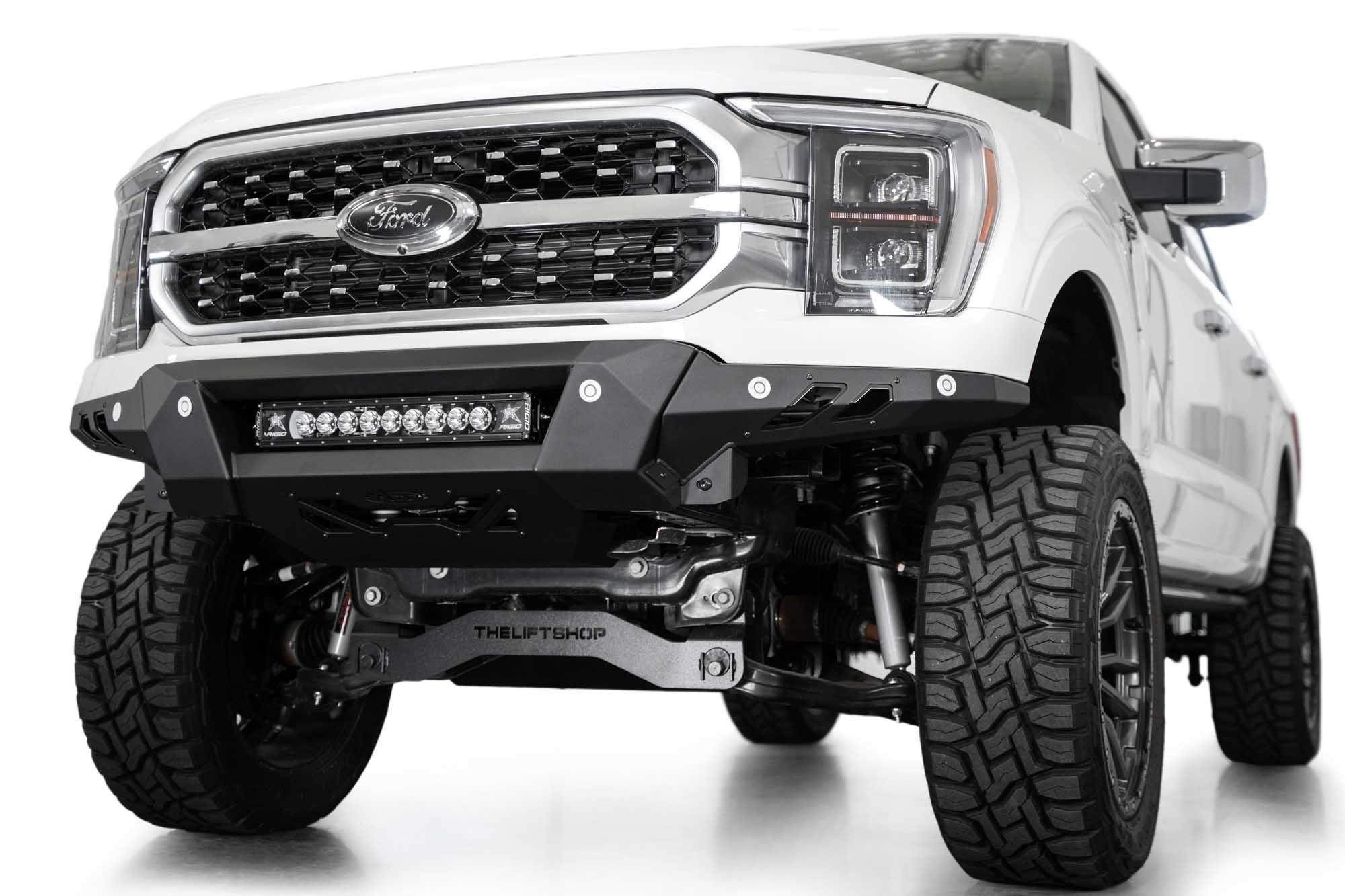 Glossy Black Front Bumper Grlle Armor Grll W/ Lghts For 2018-2020