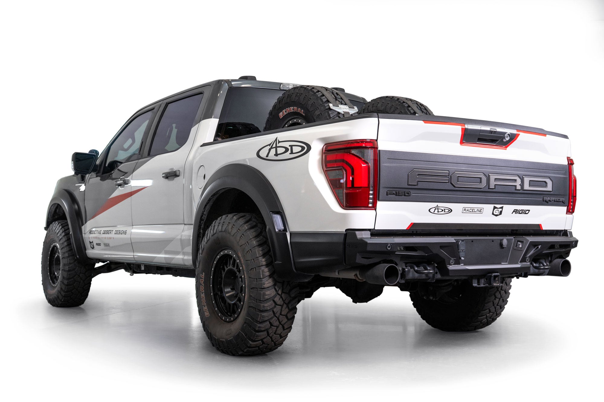 2021+ Ford F-150 Raptor ADD Edge Rear Bumper, full truck view