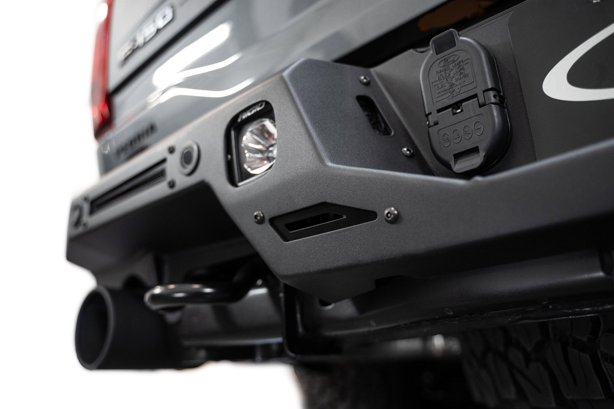 Rock Fighter Rear Bumper for the 4th Gen Ford F-150 Raptor retains trailer plugs