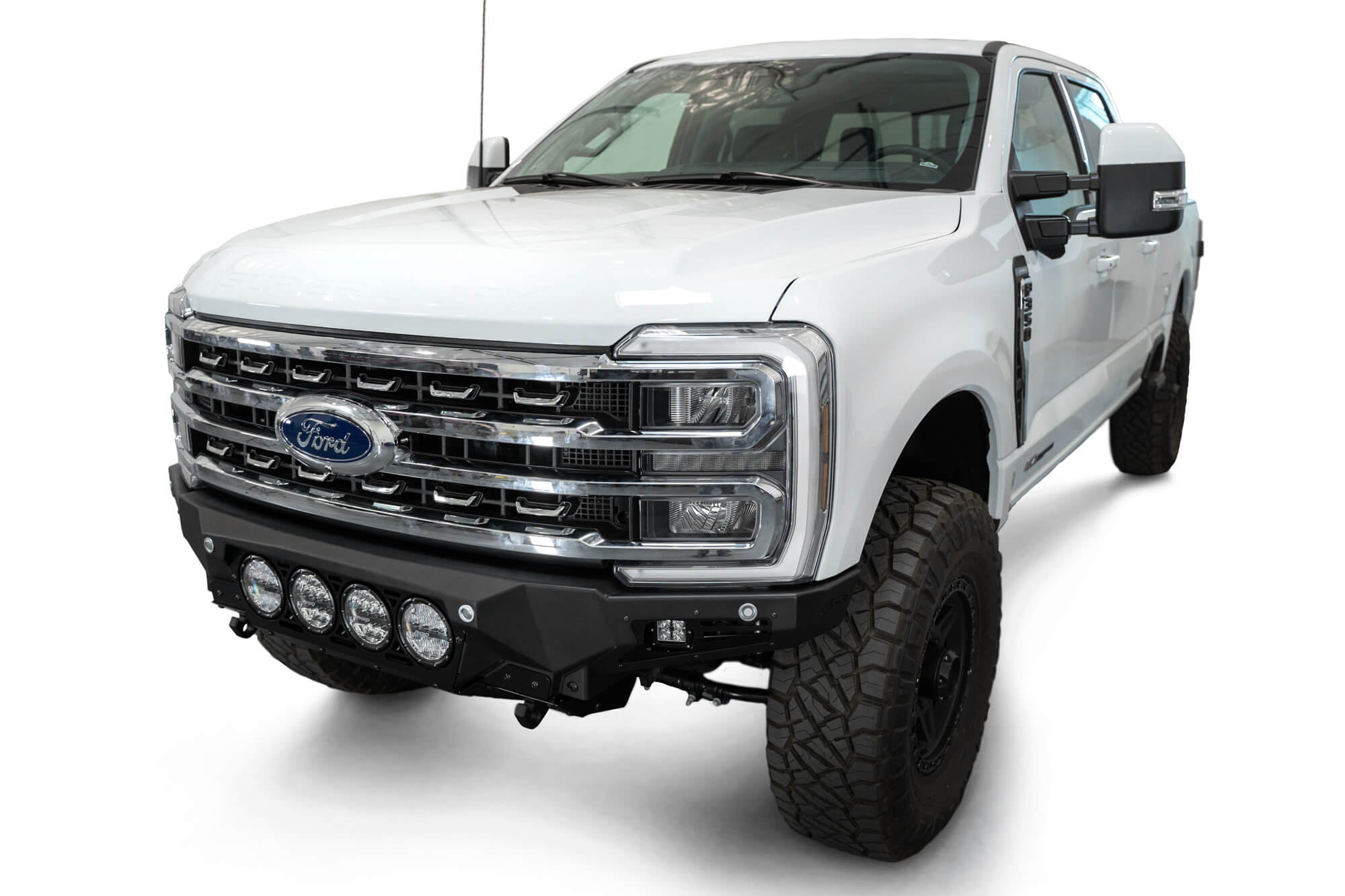 Side Profile of 2023 Ford Super Duty Bomber Front Bumper with Rigid Industries Lights