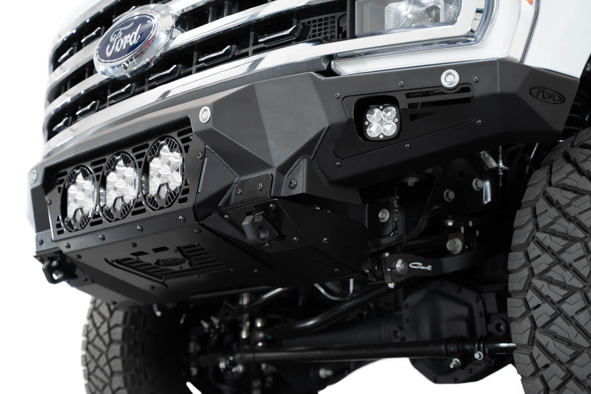 2023 Ford Super Duty Bomber Front Bumper with Baja Designs Lights, shackles