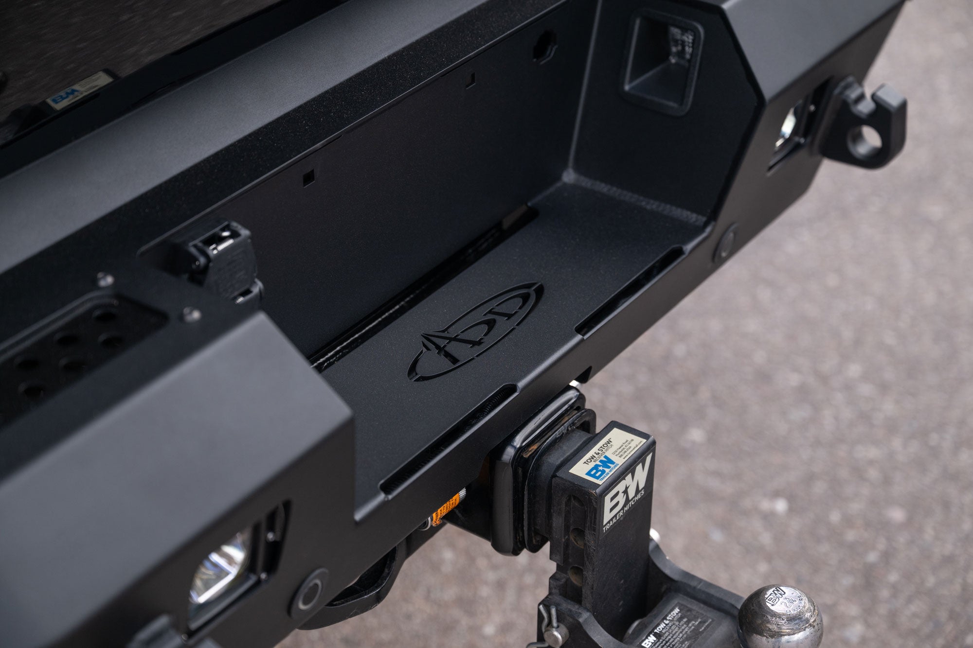 ADD Logo cutout on the 2023+ Ford Super Duty Honeybadger Rear Bumper