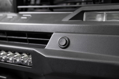 The Stealth Center Mount Front Bumper w Top Hoop for the 3rd Gen Toyota Tundra retains parking sensors.