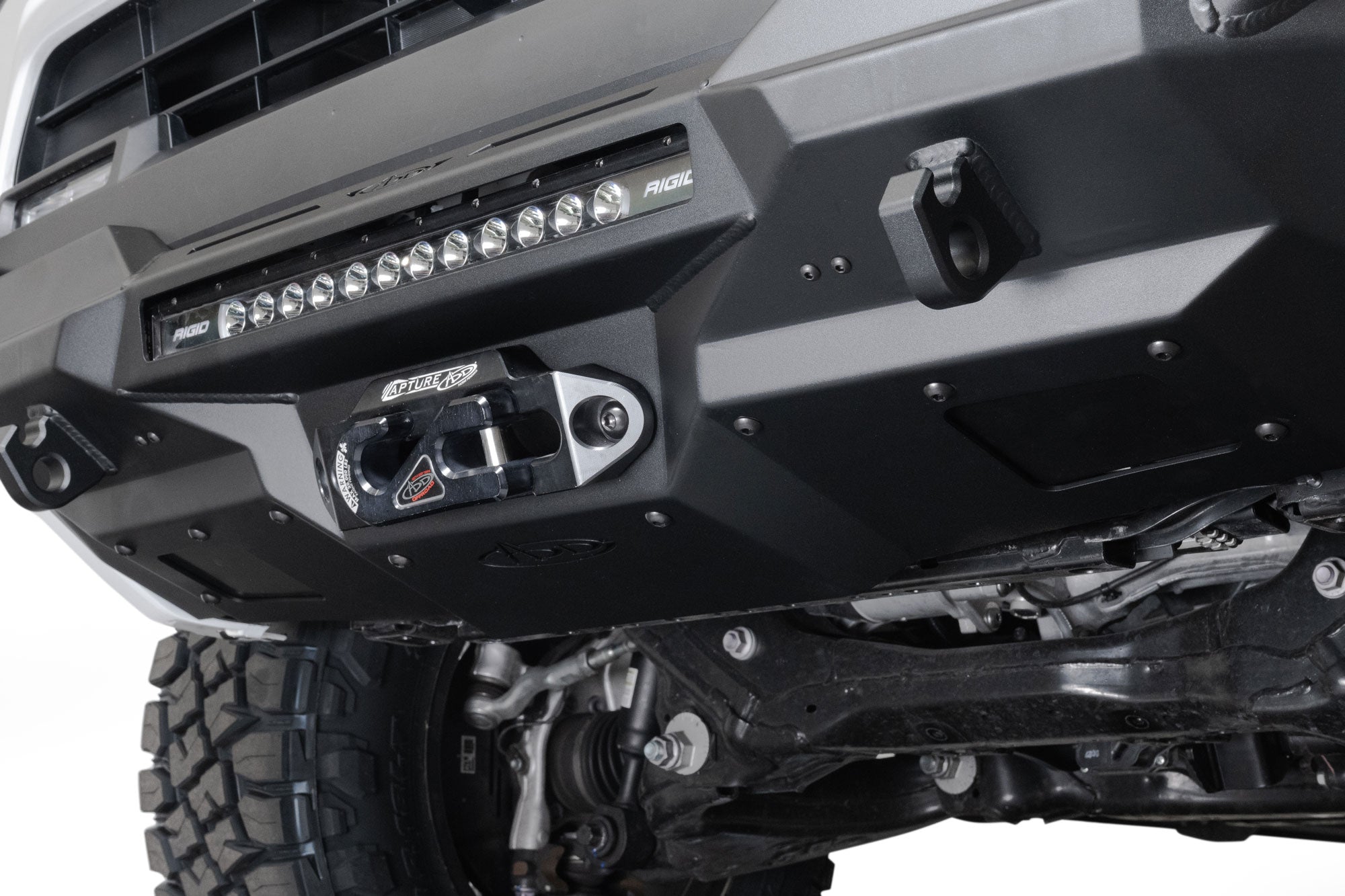 Winch and no skid plate, 2025 Toyota 4Runner Stealth Center Mount Front Bumper with Top Hoop