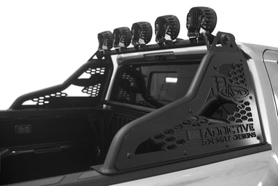 Close up of the 5 round lights on the Race Series Chase Rack for the 2024+ Toyota Tacoma
