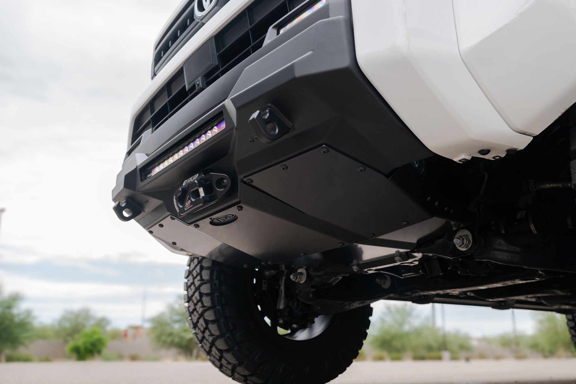 Installed Satin Black 2025 Toyota 4Runner Skid Plate for Stealth Front Bumper