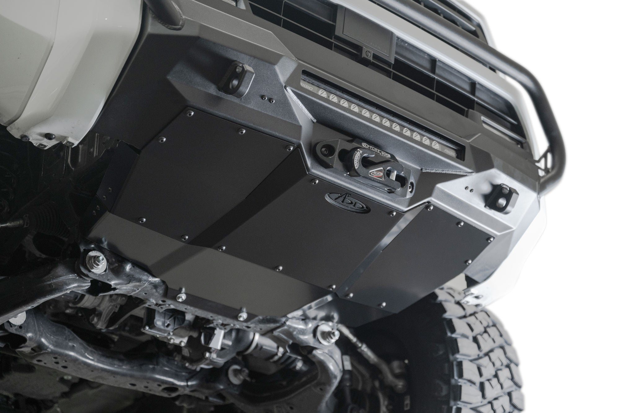 Lifted shot of 2025 Toyota 4Runner Skid Plate for Stealth Front Bumper
