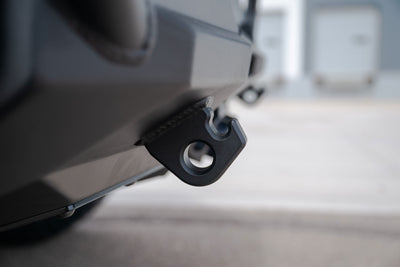 Close-up of 2025 Toyota 4Runner Stealth Center Mount Front Bumper with Top Hoop with a blurred background