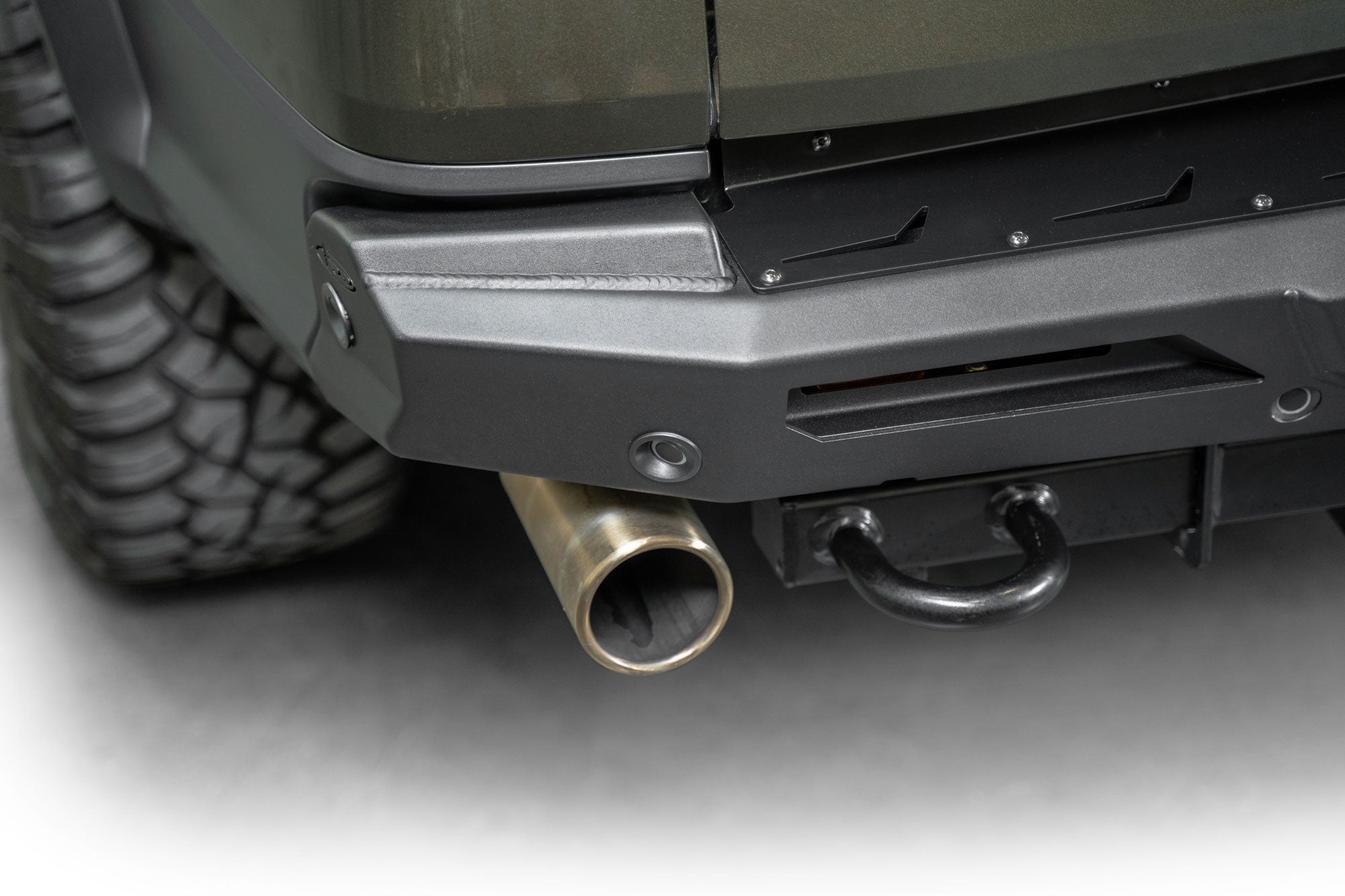 Fitment over the exhaust on the ADD Edge Rear Bumper for the Ford Ranger Raptor