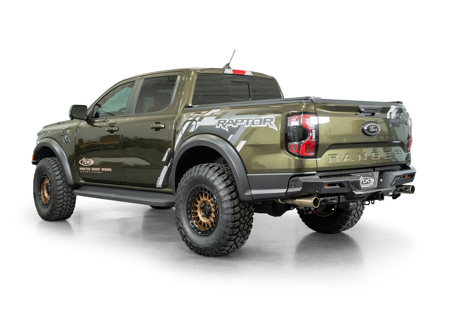ADD Edge Rear Bumper for the Ford Ranger Raptor, full truck studio shot
