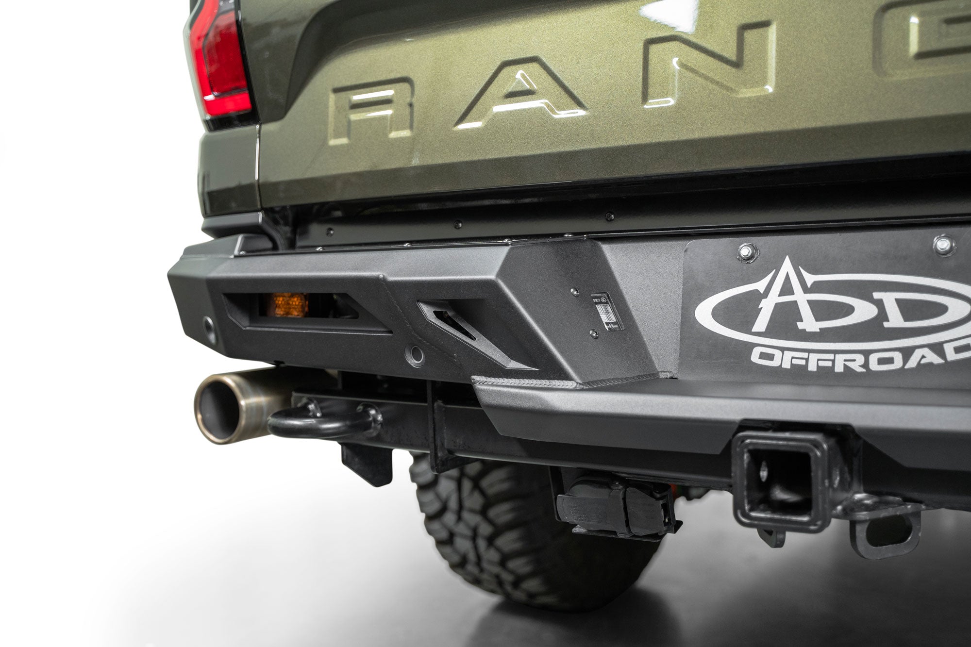 Cutout accent panels and light cutout on the ADD Edge Rear Bumper for the Ford Ranger Raptor