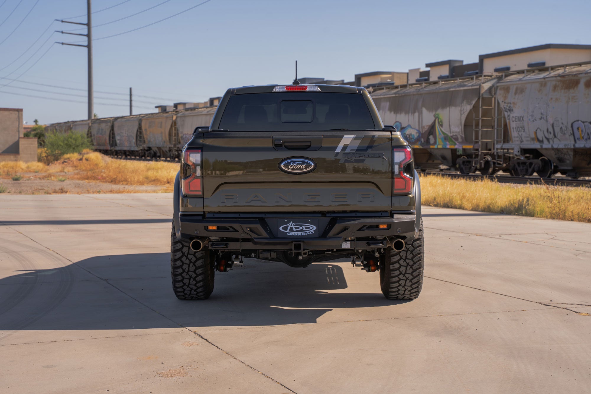 Rear profile shot of the ADD Edge Rear Bumper for the Ford Ranger Raptor