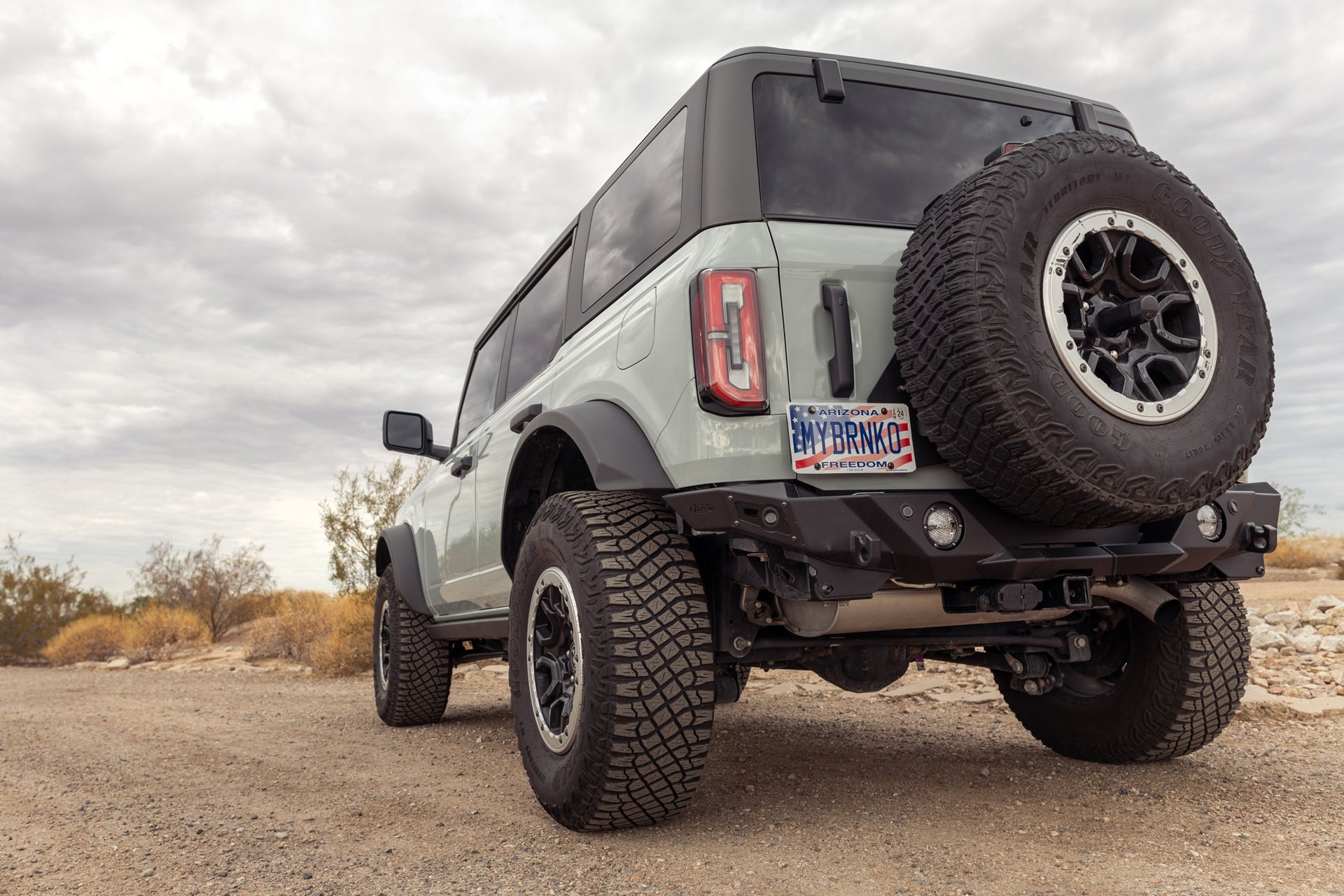 On the trail with the 2021-2023 Ford Bronco Krawler Rear Bumper - Rear Corner Profile