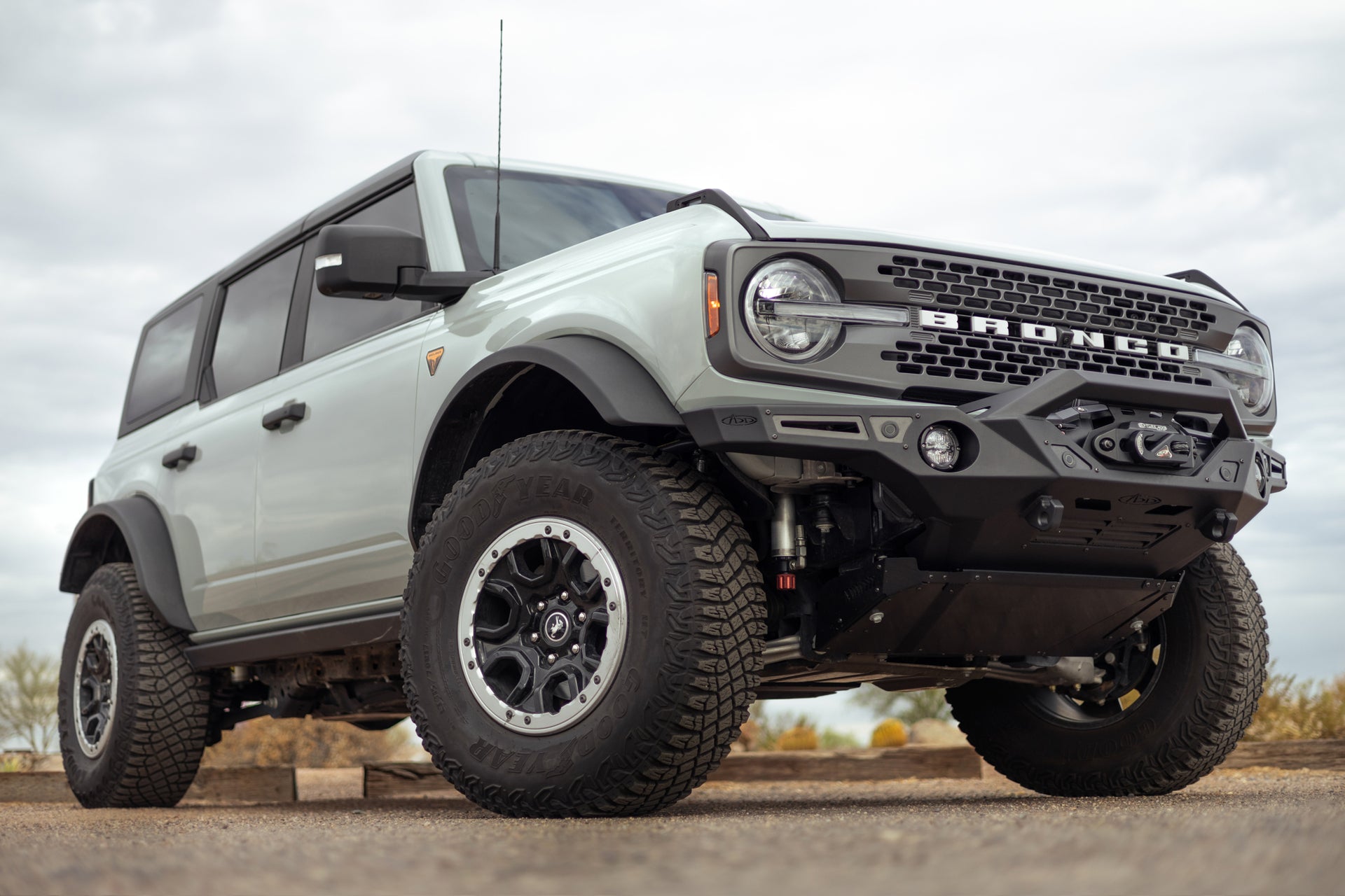 On the trail with the 2021-2023 Ford Bronco Krawler Front Bumper - Low Profile View