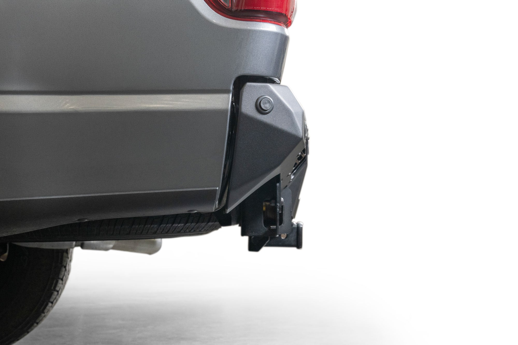 Side view of installed 2024+ Ford F-150 Bomber Rear Bumper