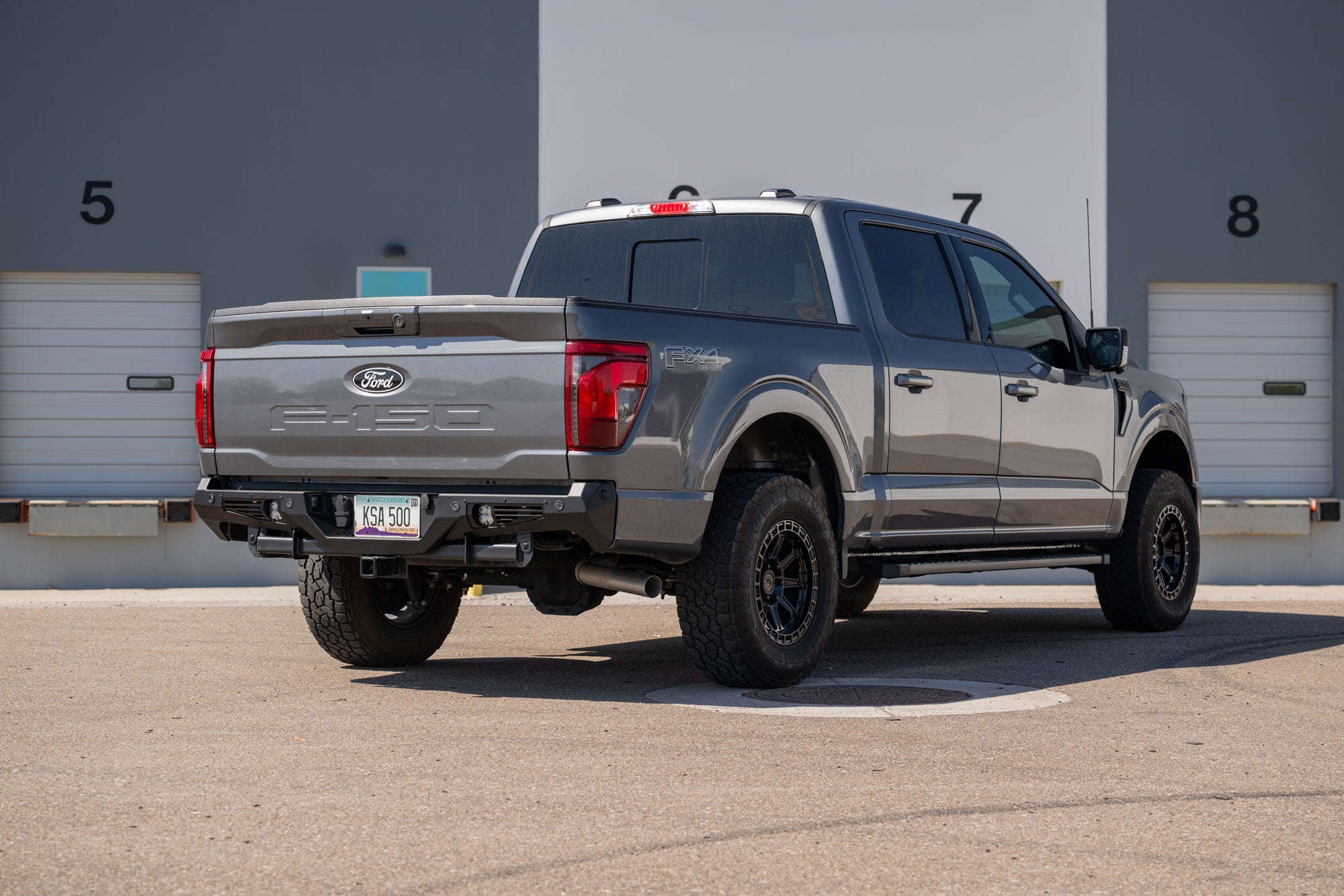 Ford F-150 Bomber Rear Bumper for 024 and newer models installed on dark grey Ford F-150