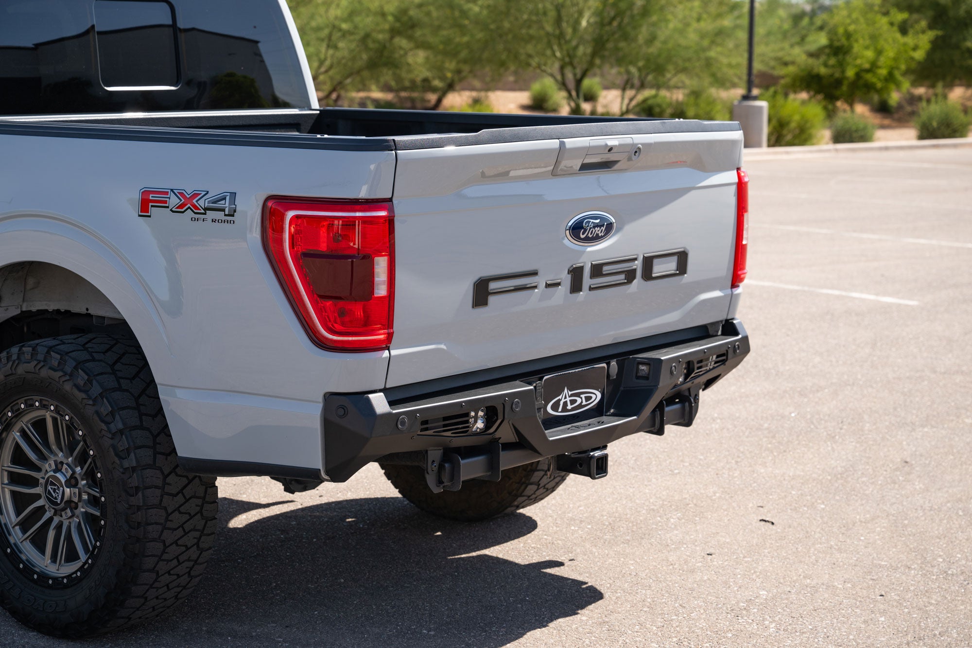Ford F-150 Bomber Rear Bumper installed on truck parked outdoors