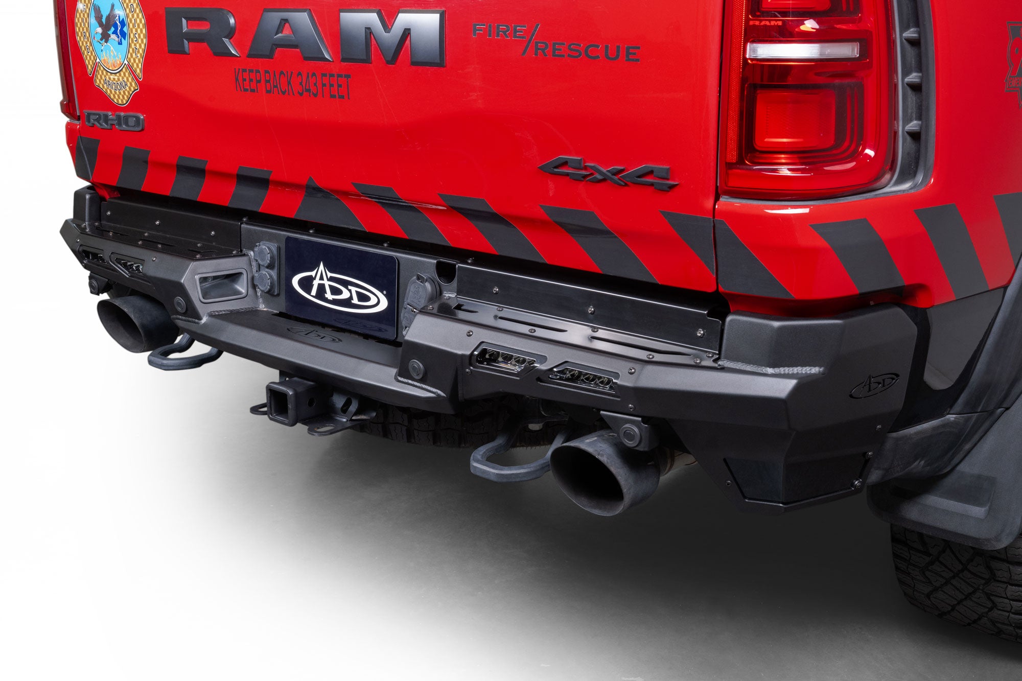 2025 Ram RHO Phantom Rear Bumper retains all factory functions as well as spare tire access.