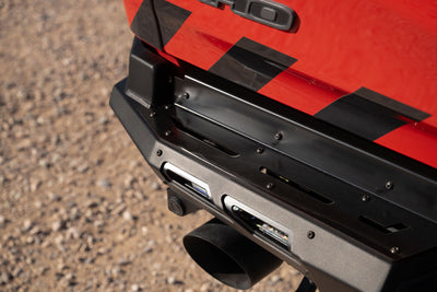 Close-up of a Phantom Rear Bumper for the RHO on a gravel surface.