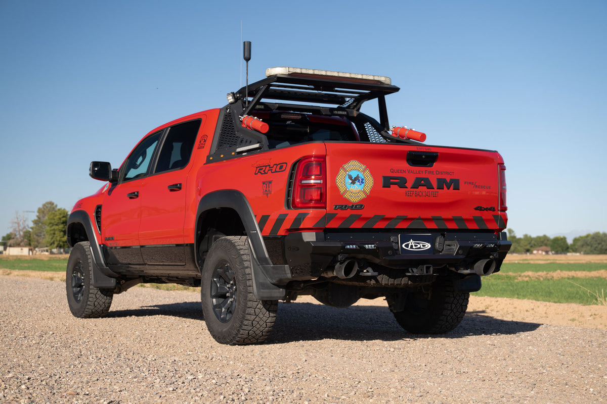 Outdoor shot of the Phantom Rear Bumper for RAM RHO 