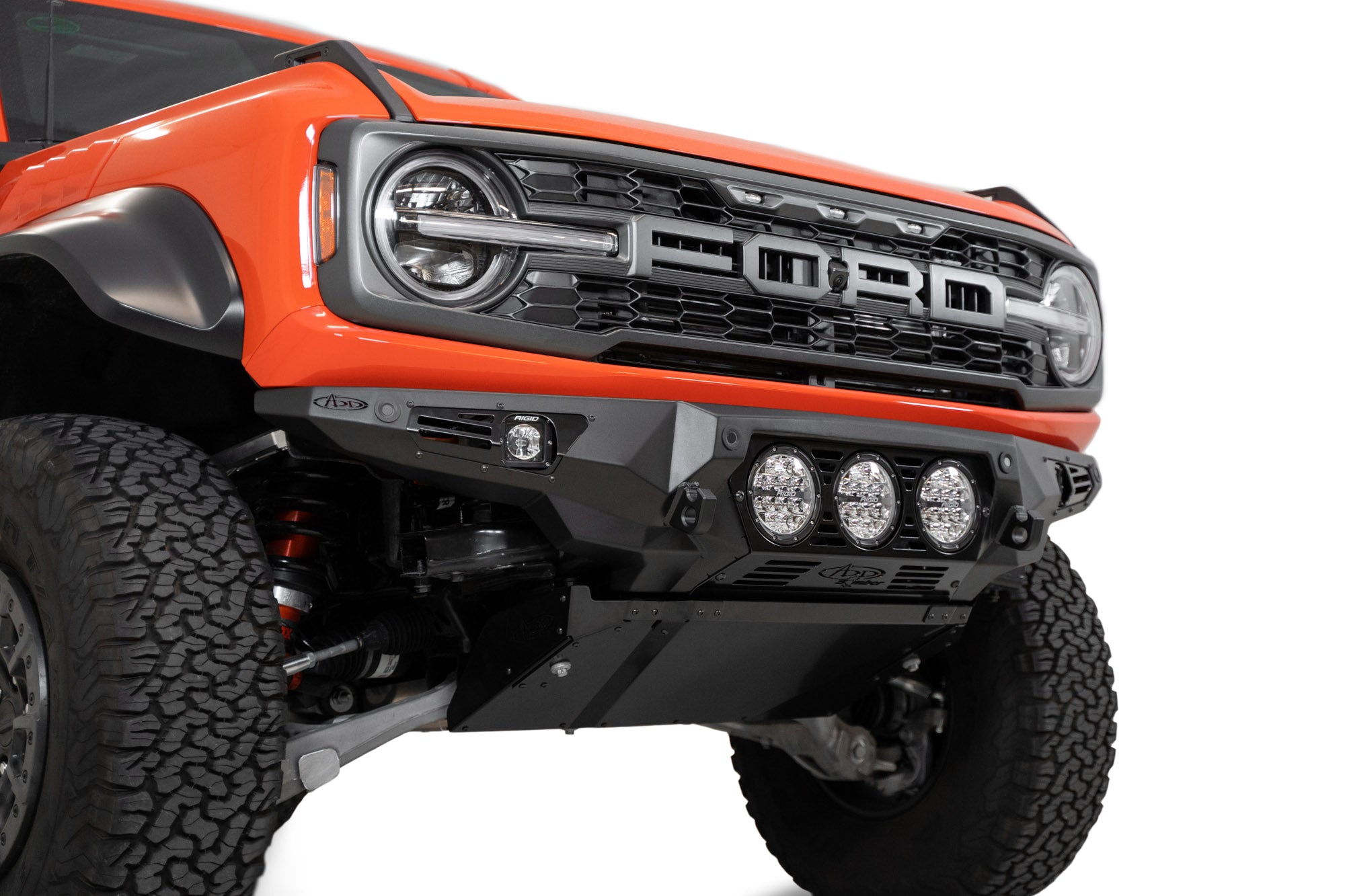 Bronco Raptor R Front View Bronco Raptor Front Bumper | Bomber Series With Rigid Lighting